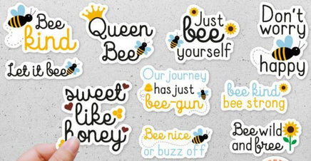 BEE 10 Piece Waterproof Sticker PACK, Laptop Stickers, Water Bottle Stickers, Encouraging Stickers, Notebook Stickers
