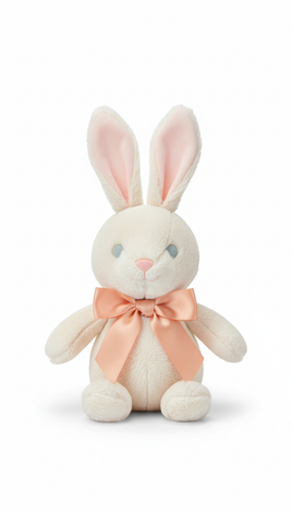 Customizable stuffed bunny with apricot bow