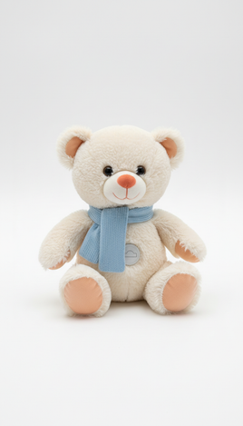Recordable plush bear with sky blue scarf