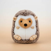 Hedgehog recordable plush stuffed animal with soft brown and cream fur