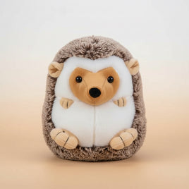 Hedgehog recordable plush stuffed animal with soft brown and cream fur