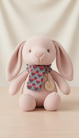 Blush Pink Bunny with Heart Scarf