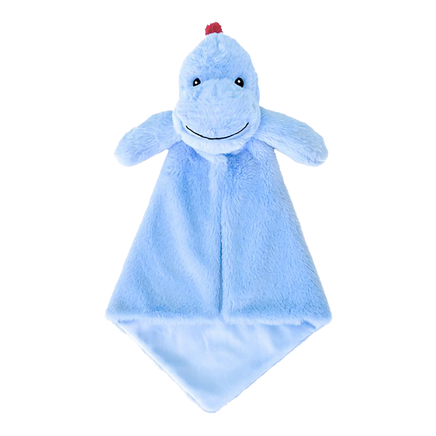 Personalized blue dinosaur lovey baby blanket with embroidered name