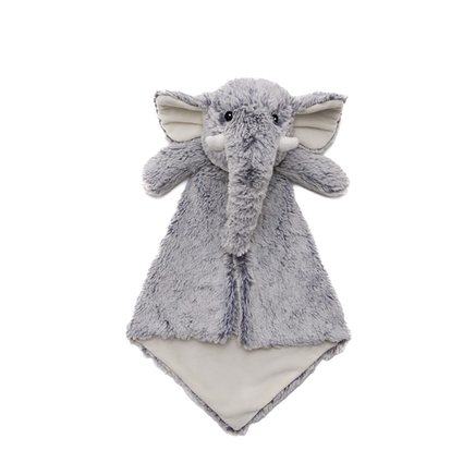 Personalized gray elephant lovey baby blanket with embroidered name