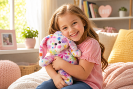 Weighted Polka Dot Bunny Plushie, Sensory Comfort Toy, 16"