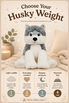 Weighted Husky Plushie, 16 inch Siberian Husky Sensory Plush, Anxiety Relief, Autism ADHD Comfort