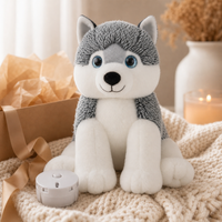 Recordable Husky Stuffed Animal, 16 inch Siberian Husky Voice Message Plush, Memorial Heartbeat Keepsake