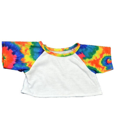 TIE-DYE and WHITE Stuffed Animal T-shirt | Fits 6 to 8 Inch Plush Animals | Plushie Clothing | Stuffed Animal Accessory | Sublimation Shirt