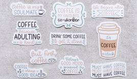 COFFEE 10 Piece Waterproof STICKER PACK for Laptops, Water Bottles, Notebooks and more