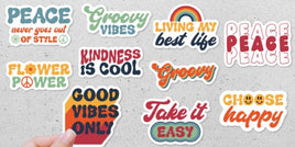 RETRO INSPIRATIONAL 10 Piece Waterproof Sticker PACK, Laptop Stickers, Water Bottle Stickers, Encouraging Stickers, Notebook Stickers