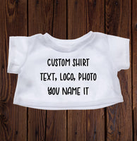 CUSTOM Plushie T-SHIRT, Fits 16-inch Stuffed Animals, Plushie Clothing, Personalized Photo and Text Shirt