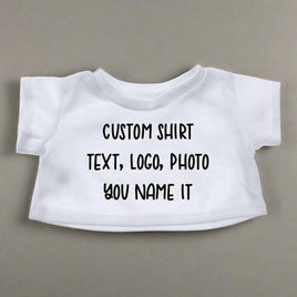 CUSTOM Plushie T-SHIRT, Fits 16-inch Stuffed Animals, Plushie Clothing, Personalized Photo and Text Shirt