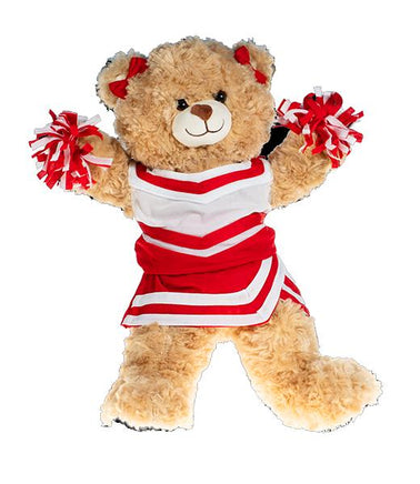 Red White Cheer Stuffed Animal Outfit | Fits BAB & 14 to 16 Inch Plush Animals | Plushie Clothing | Stuffed Animal Accessory