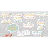 Mental Health Stickers, Self-Care Quotes, Waterproof Sticker Pack