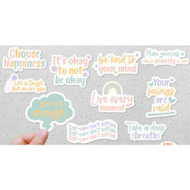 Mental Health Stickers, Self-Care Quotes, Waterproof Sticker Pack