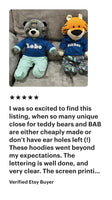 CUSTOM JERSEY Hoodie | Fits 14 to 16 Inch Stuffed Animals | Teddy Bear Outfit | Plushie Hoodie