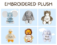 Personalized LITTLE SISTER Plushie - Embroidered Name & Date