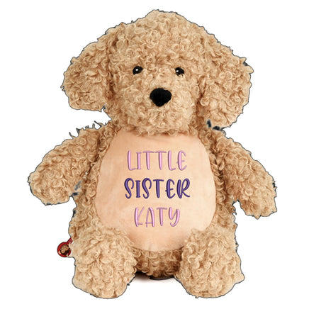 Personalized LITTLE SISTER Plushie - Embroidered Name & Date