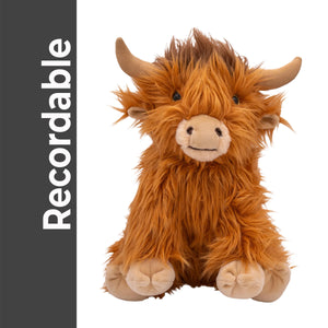 Recordable HIGHLAND COW Stuffed Animal — Personalized Gift — Eco Friendly