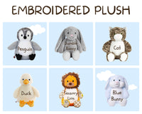Personalized LITTLE SISTER Plushie - Embroidered Name & Date