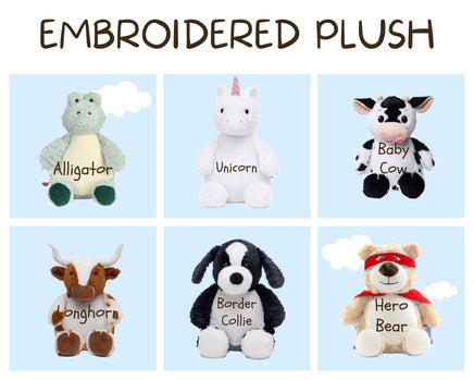 Personalized LITTLE SISTER Plushie - Embroidered Name & Date
