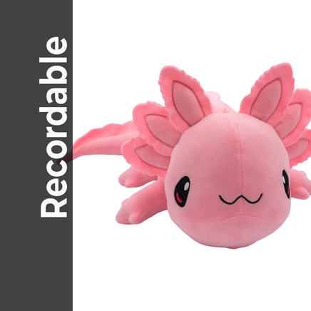 Recordable PINK AXOLOTL Stuffed Animal — Personalized Gift — Eco Friendly