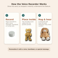 Recordable Stuffed Animal, 16" Plush Plushie, Voice Recorder Gift, Memorial Bear, Ultrasound Keepsake
