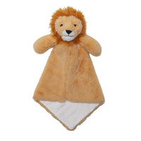 A plush toy of a lion, with a fluffy orange and brown fur coat, is shown against a white background.