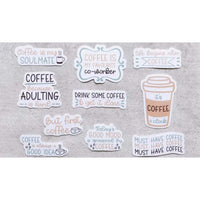 a variety of stickers on a wall
