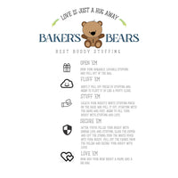 The image is a list of instructions for filling a stuffed animal with love, with a cute teddy bear as the main example.