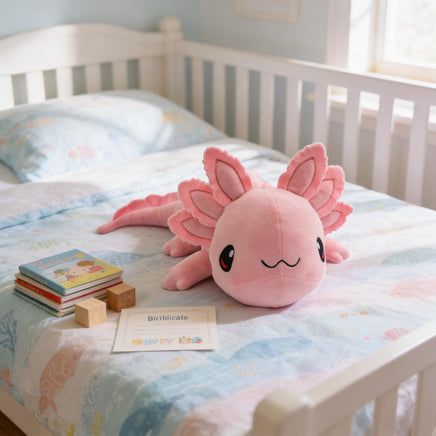 AXOLOTL - PINK — Stuffed or DIY Kit, Themed Inserts & Birth Certificate — 16 inches — Eco Friendly