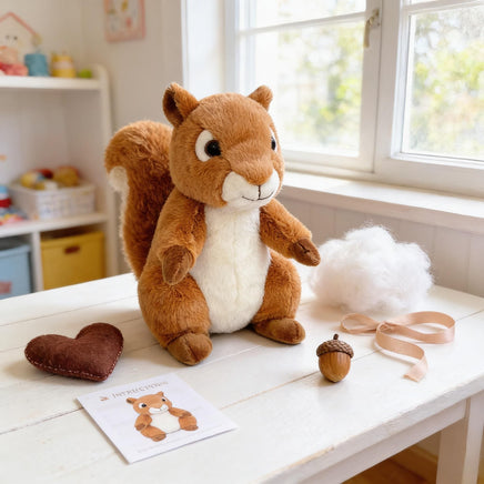 SQUIRREL Stuffed Animal, 16" Plushie, Make your Own Stuffie, Soft and Cuddly, DIY Kit