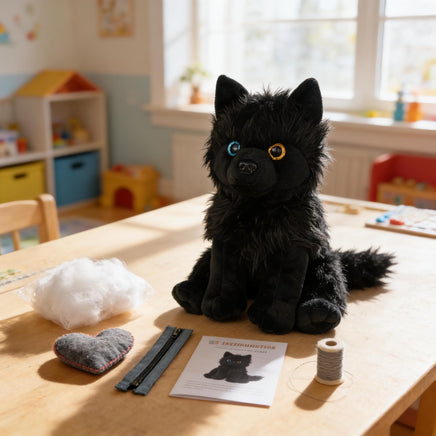 WOLF Stuffed Animal, 16" Plushie, Make your Own Stuffie, Soft and Cuddly, DIY Kit