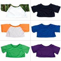 a collection of six different t-shirt designs, each with unique color combinations and patterns.