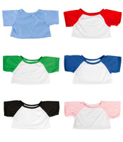 a collection of six different t-shirt designs, each with unique color combinations and patterns.