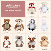 Baker's Bears Embroidered Plush Toys