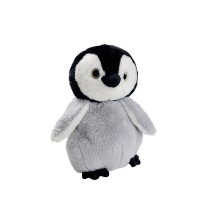 16-inch fluffy gray baby penguin stuffed animal with black head and white face