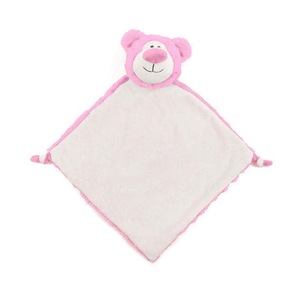 Personalized pink teddy bear lovey with embroidered name