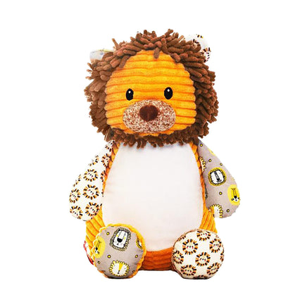 Personalized sensory lion stuffed animal for name embroidery