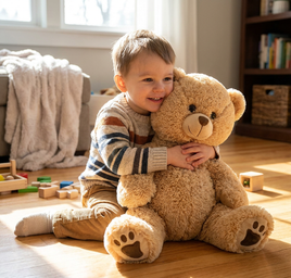 Weighted Longhair Teddy Bear Plush, 16 Inch Sensory Comfort Toy