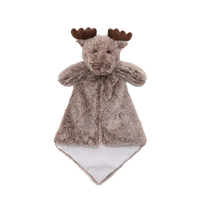 Personalized brown moose lovey baby blanket with embroidered name