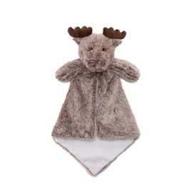 Personalized brown moose lovey baby blanket with embroidered name