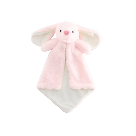 Personalized pink bunny lovey baby blanket with embroidered name