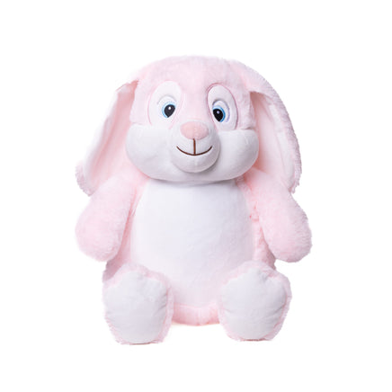 Pink bunny plush stuffed animal, plain and ready for custom name embroidery - Baker's Bears Big Brother gift