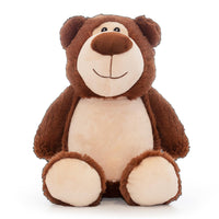 Tan teddy bear plush, plain and ready for custom name embroidery - Baker's Bears Big Brother gift