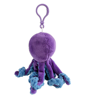 Octopus plush bag clip, back view