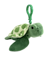 Sea turtle plush bag clip, side view