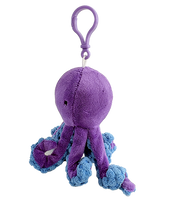 Octopus plush bag clip, side view