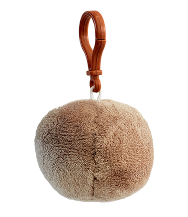 Sloth plush bag clip, back view