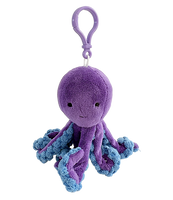 Octopus plush bag clip, front view